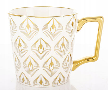 Porcelanowy Kubek elegancki złote ucho 310ml gustowny na prezent
