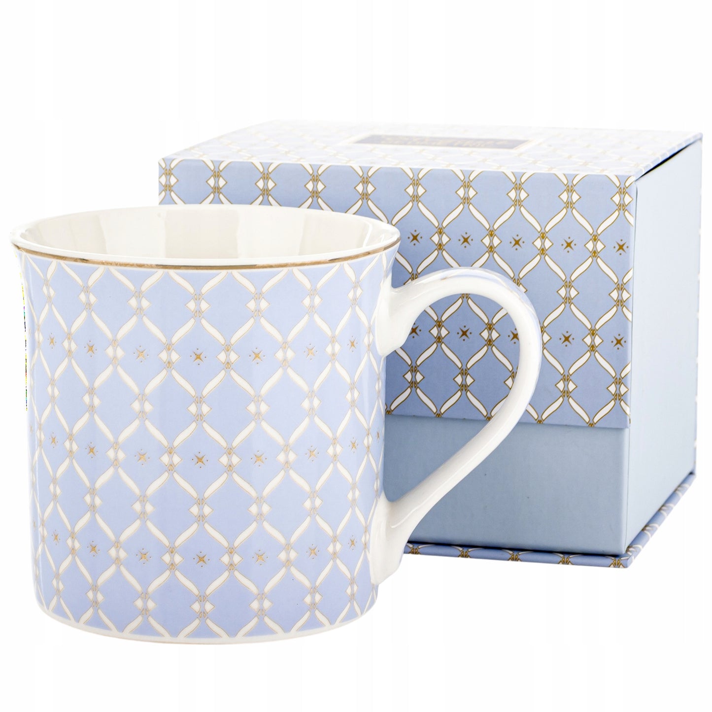 Kubek duży porcelanowy w pudełku niebieski na prezent 380 ml