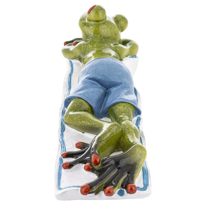 FIGURKA ŻABA PLAŻOWICZ 5x18x6cm żabka na wakacjach plaży opala się
