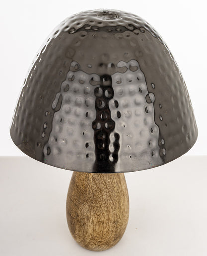 Figurka dekoracyjna grzyb drewniano-metalowa brązowo-złota 25x16x16 cm