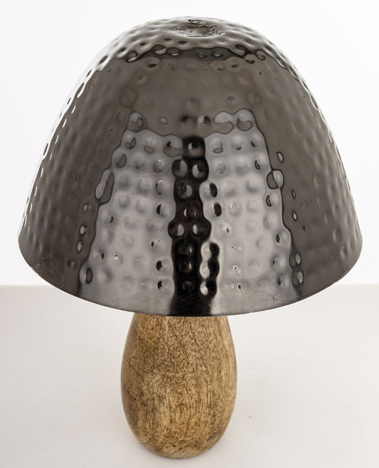 Figurka dekoracyjna grzyb drewniano-metalowa brązowo-złota 25x16x16 cm