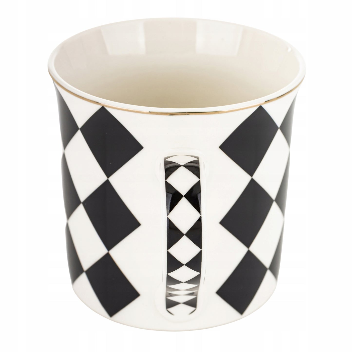 Kubek porcelanowy w pudełku na prezent czarno biały porcelana 380 ml