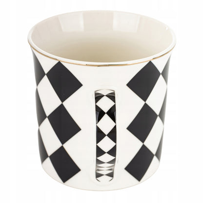 Kubek porcelanowy w pudełku na prezent czarno biały porcelana 380 ml