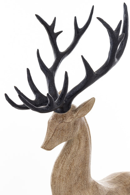 Figurka świąteczna renifer brązowy, czarny 33,5x29x12,5 cm