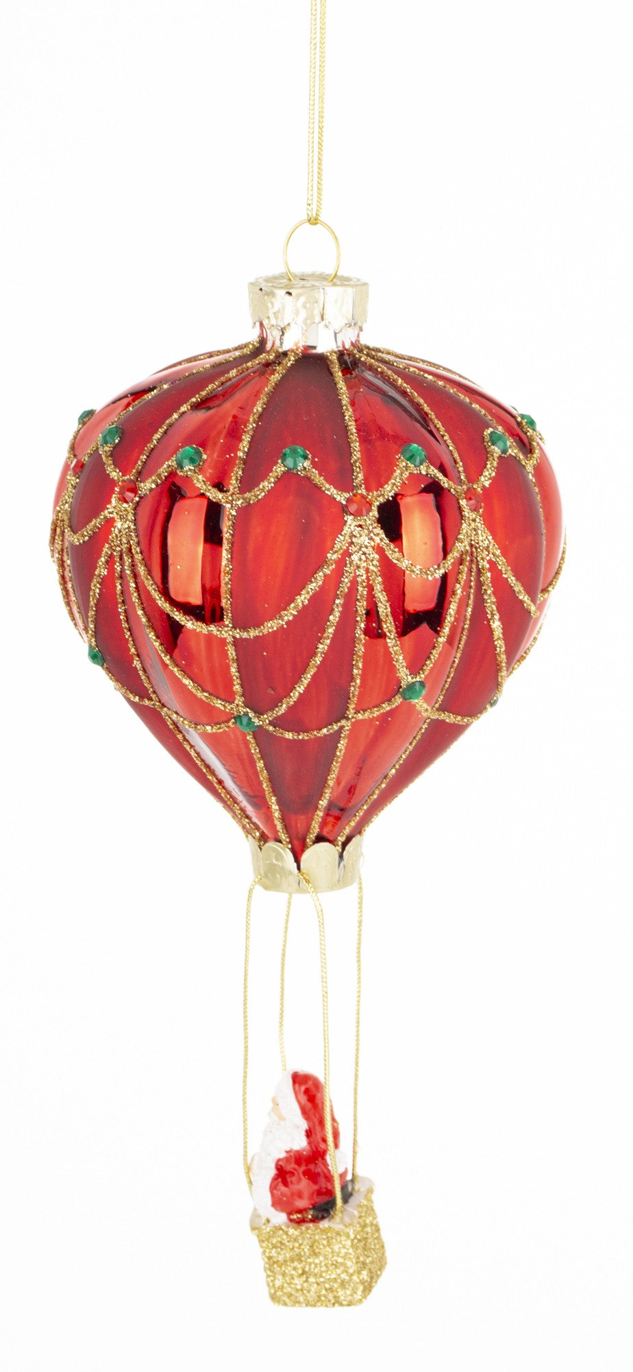 Bombka choinkowa Zawieszka szkło czerwony, złoty 15x8x8cm