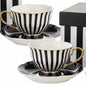 Komplet filiżanek porcelanowych 220 ml 2szt. biało-czarne złote zestaw