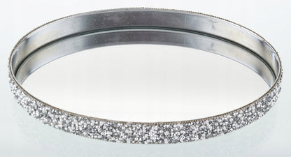 TACA DEKORACYJNA LUSTRZANA SREBRNA GLAMOUR 18,5x11,5cm podstawka lustro
