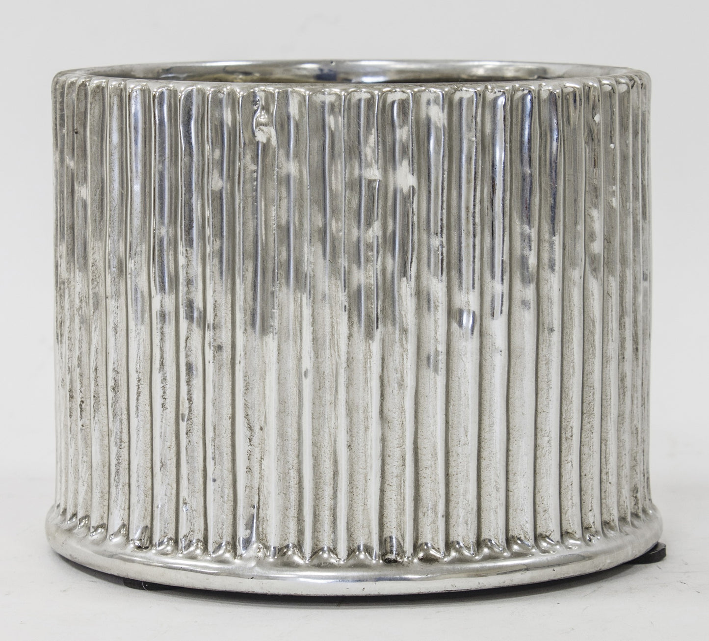Osłonka ceramiczna srebrna doniczka okrągła średnia 15x16x16