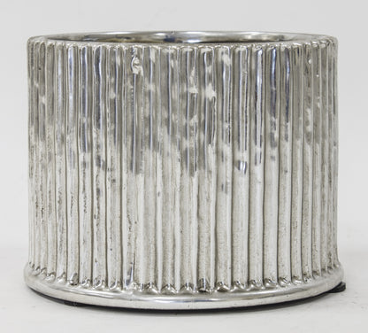 Osłonka ceramiczna srebrna doniczka okrągła średnia 15x16x16