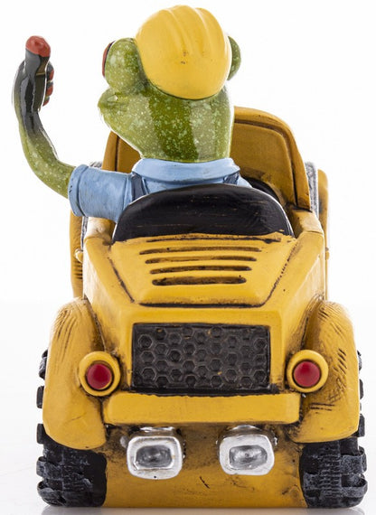 Figurka żaba żabka koparka bobcat koparkowy robotnik dekoracja ozdoba
