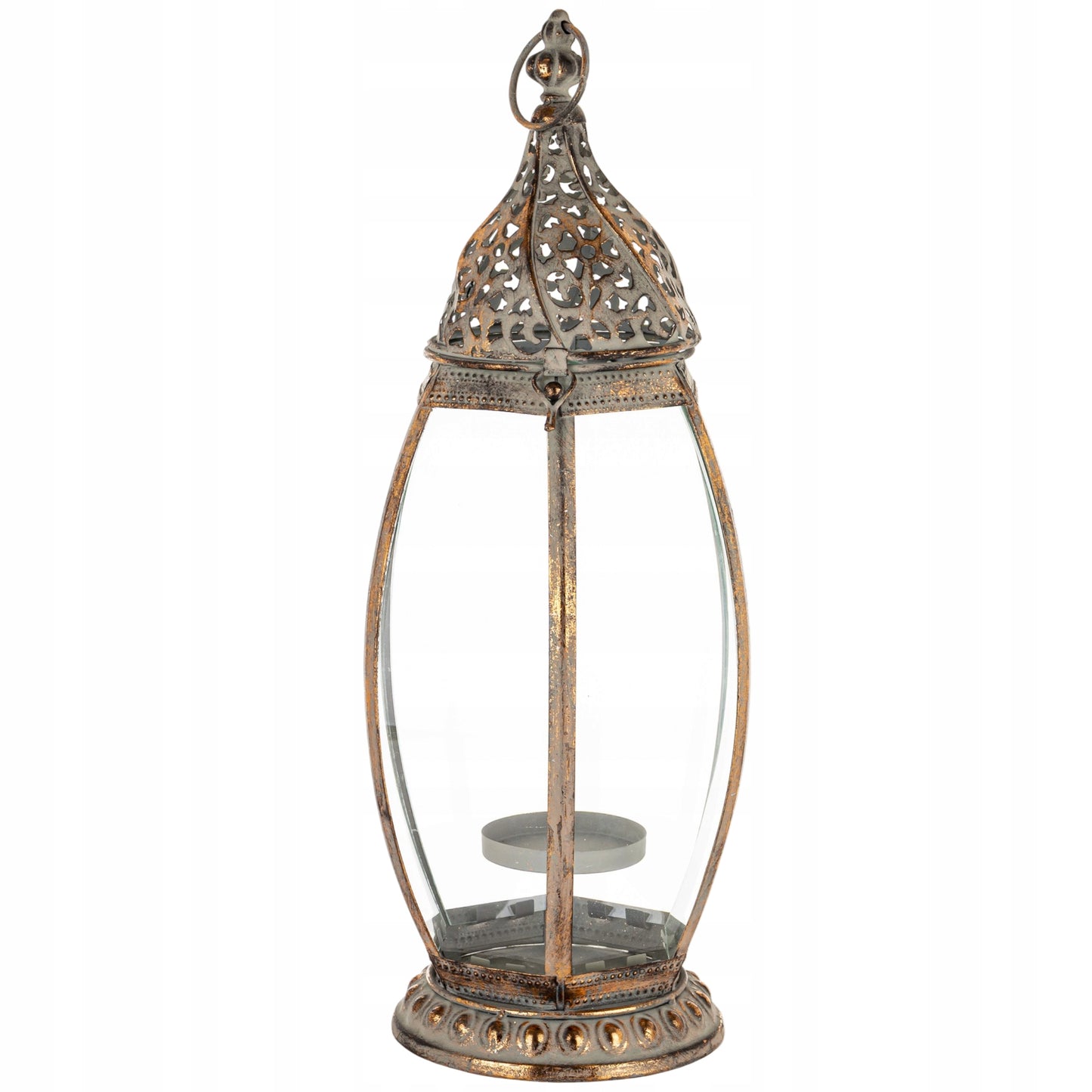 Lampion Latarenka Świecznik Metal Szkło Loft Rustykalny marokański 53 cm
