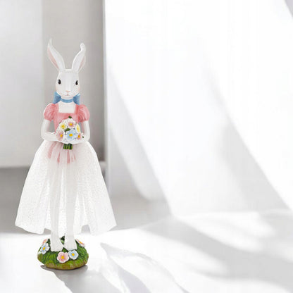 figurka zajączek wielkanocny biały dziewczynka króliczek 40cm XL