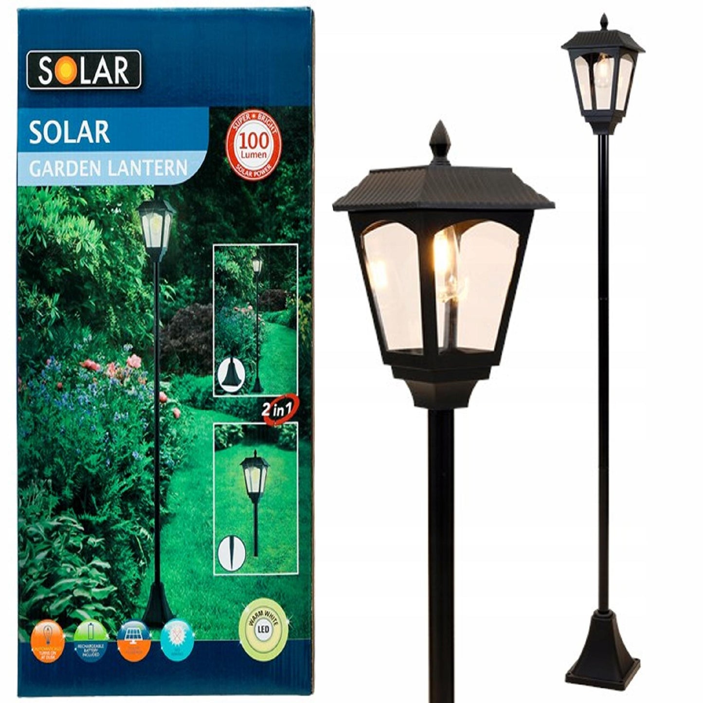 Lampa Solarna wysoka latarnia uliczna 1,76 wysoka