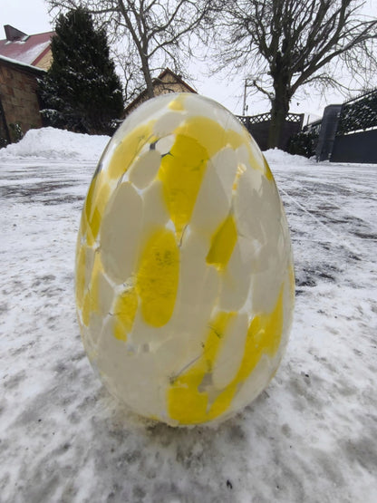 Szklane jajo lampion pisanka LED XXL żółte białe wielkanocna figurka