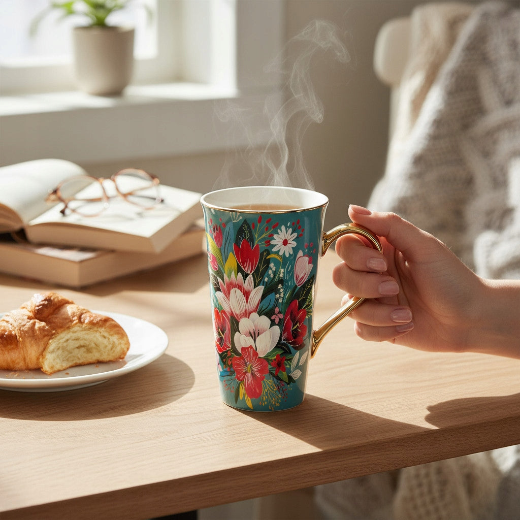 Porcelanowy Duży ozdobny kubek XXL w pudełku na prezent 700ml