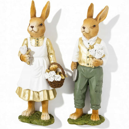2szt zestaw figurek Pan i Pani Królik figurka wielkanocna zajączek zające