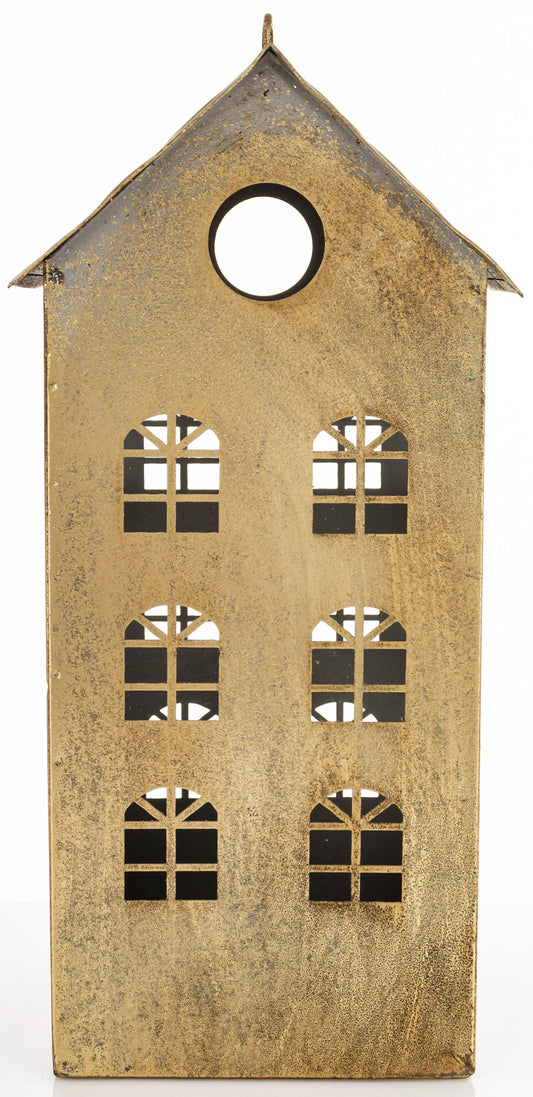 Figurka świąteczna Dekoracja Metalowa Domek złoty 33x18x15