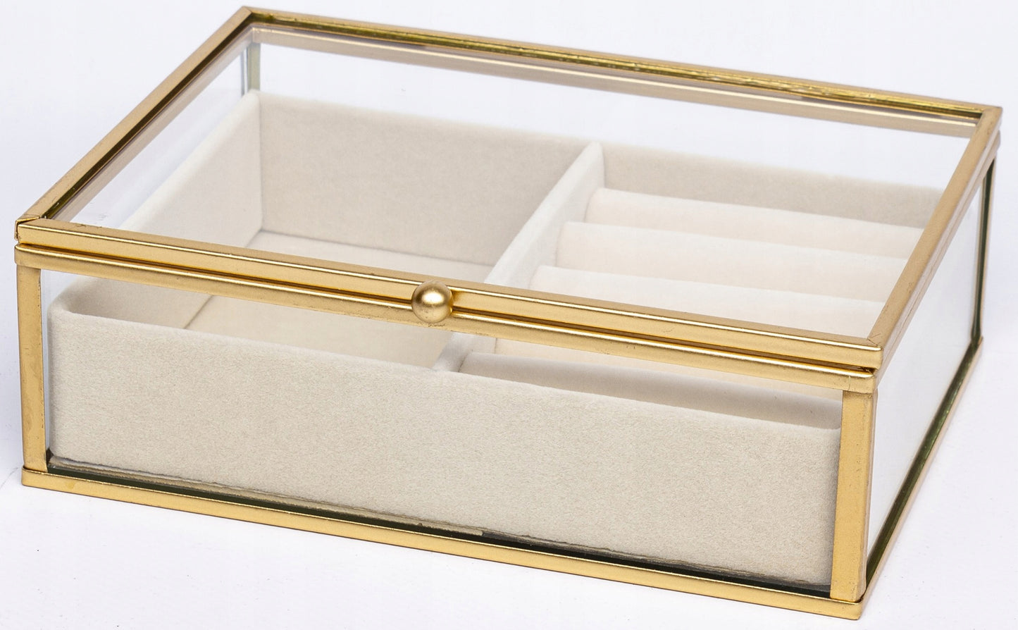 Szkatułka na biżuterię złota szklana 5,5x17x14 glamour kasetka pudełko