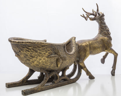 Figurka świąteczna jeleń złoty tworzywo sztuczne 26x48x14 cm Antique