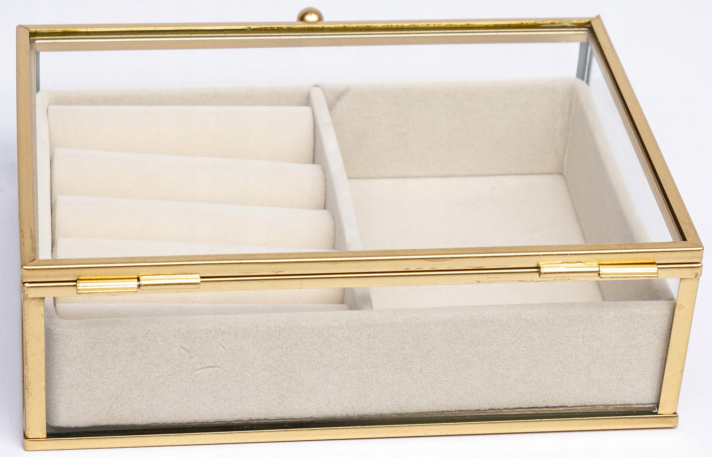 Szkatułka na biżuterię złota szklana 5,5x17x14 glamour kasetka pudełko
