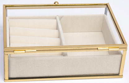 Szkatułka na biżuterię złota szklana 5,5x17x14 glamour kasetka pudełko