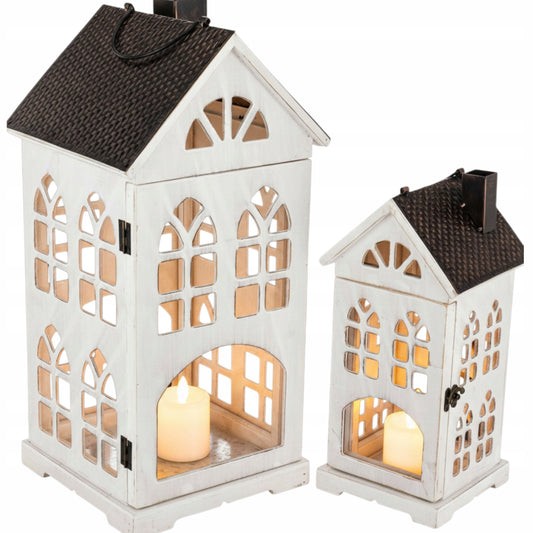 zestaw 2 szt Lampion drewniany XXL duży komplet lampionów 61cm i 43cm