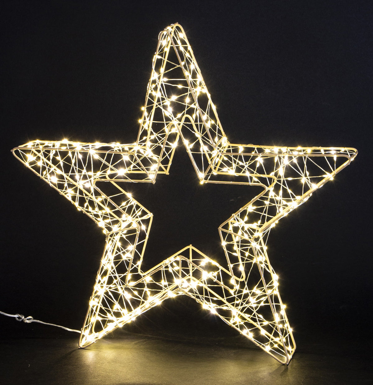 Ozdoba Gwiazda Led złoty tworzywo sztuczne 48x48x6,5 dł. kabla 480cm cm