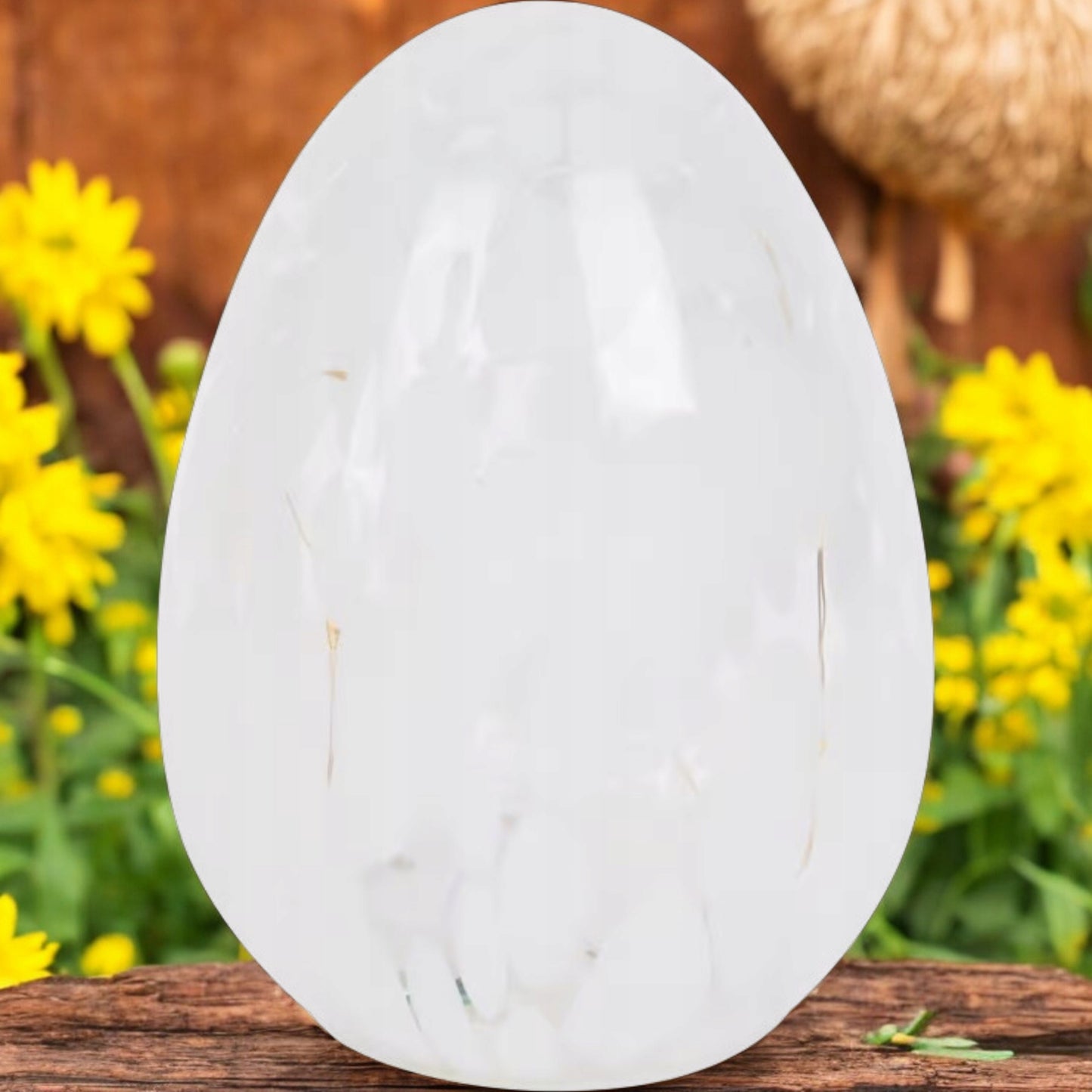 Szklane jajo lampion pisanka LED XXL białe wielkanocna figurka