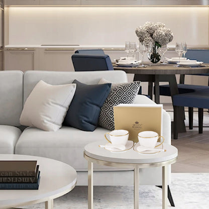 zestaw 2 filiżanek talerzyków łyżeczek komplet porcelanowy do kawy herbaty