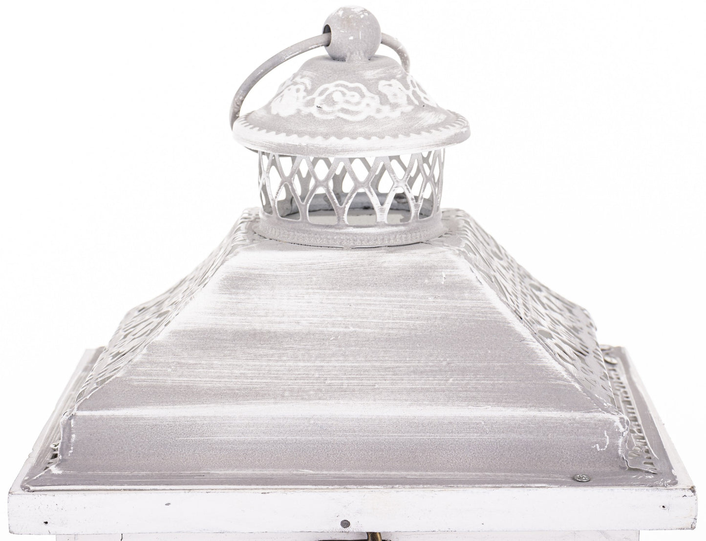 Stylowy rustykalny drewniany lampion biały świecznik duża latarnia 38cm
