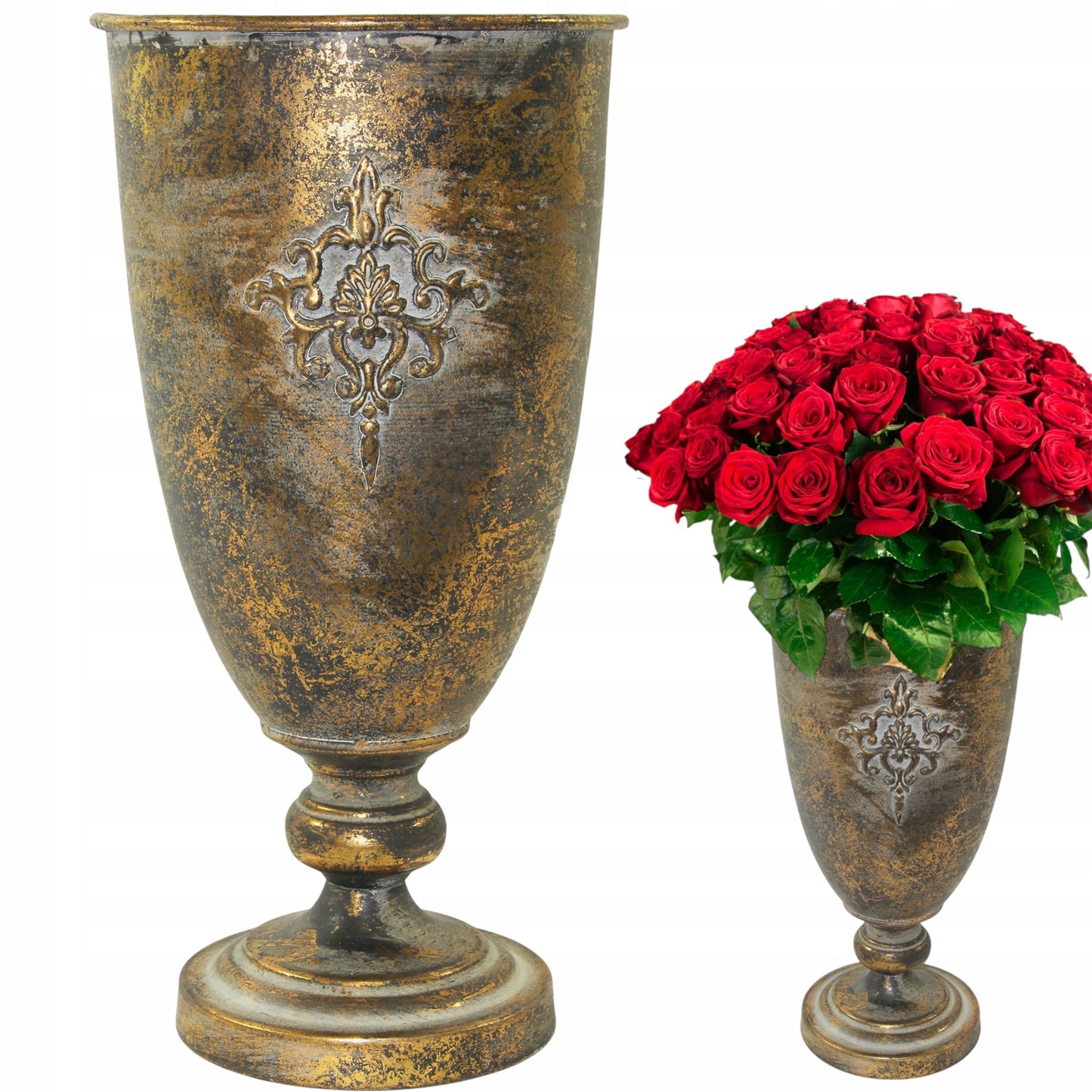 Wazon postarzany metal retro stylizowany duży17 x 33cm
