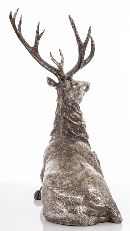 Figurka świąteczna renifer srebrny tworzywo sztuczne 51x51x27 cm Antique