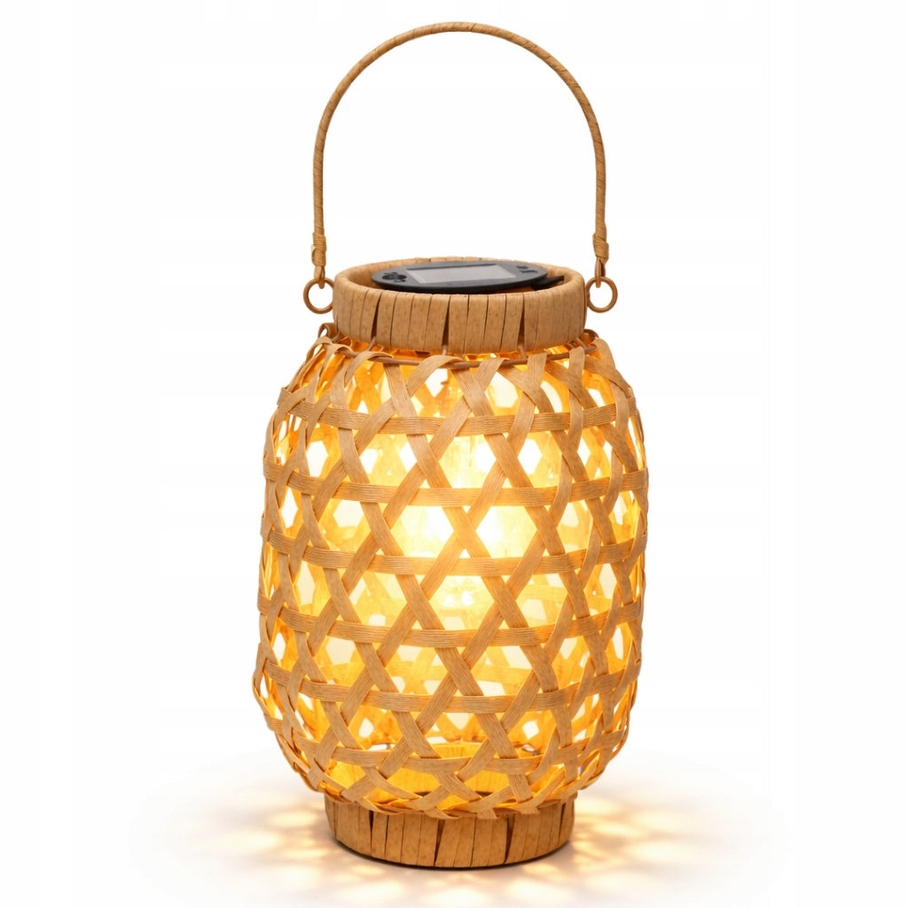 Lampion solarny rattanowy LED wiszący ogrodowy balkonowy 28 cm pleciony