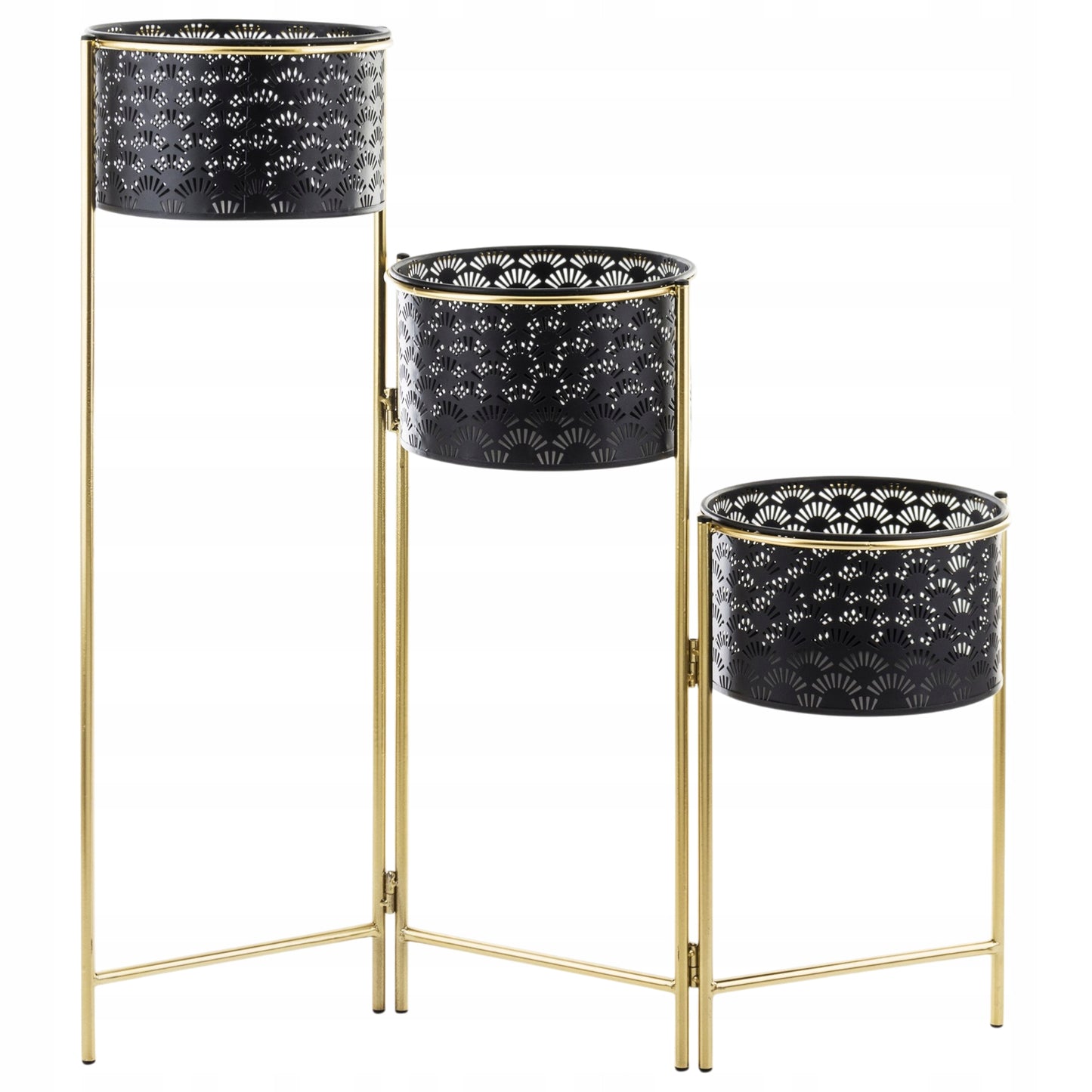 Kwietnik metalowy ażurowy czarny złoty loft glamour 70 cm