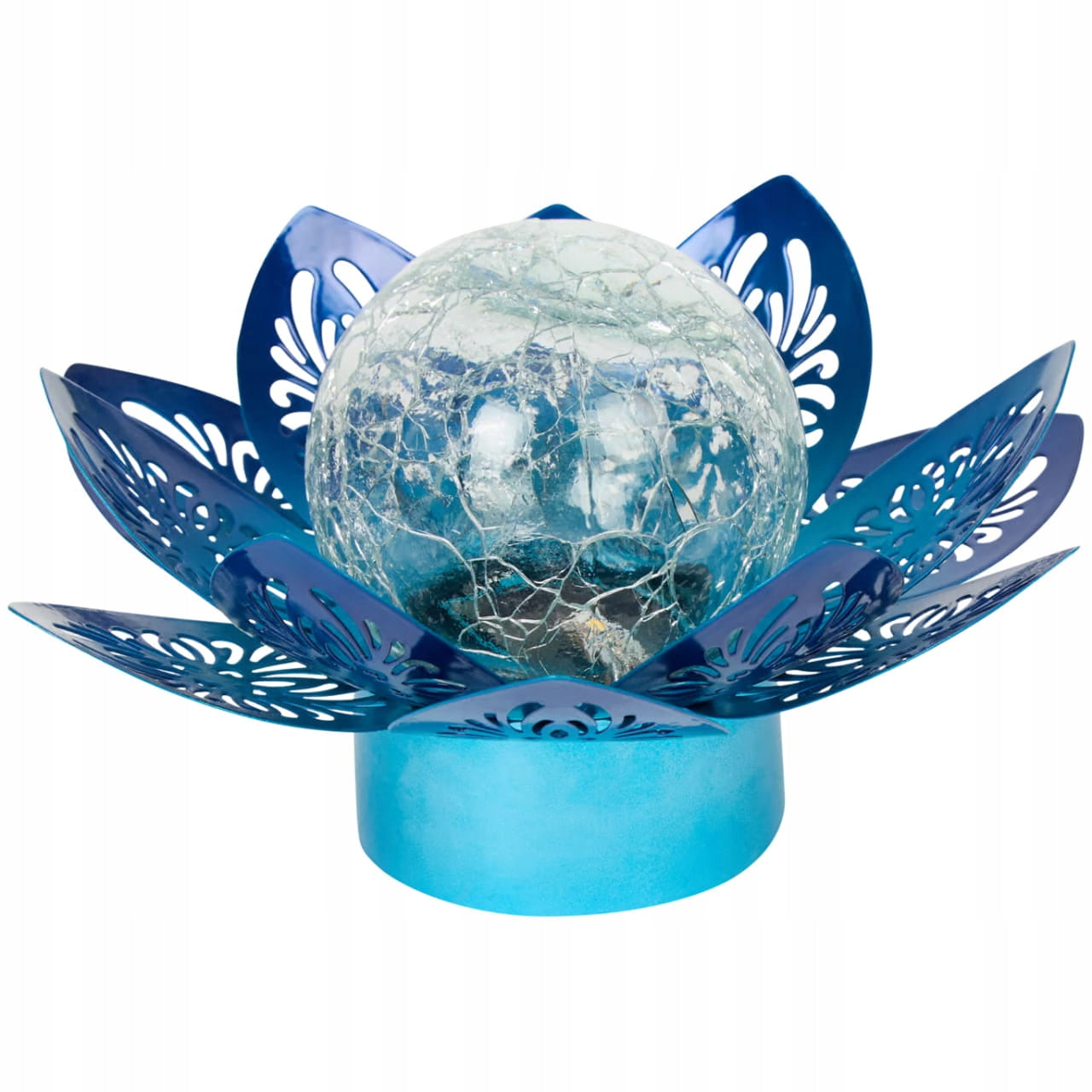 Lampa SOLARNA -kwiat LOTOSU, kolor niebieski Lampion latarenka