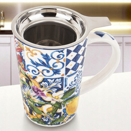 Kubek z zaparzaczem w pudełku prezentowym porcelanowy 400 ml