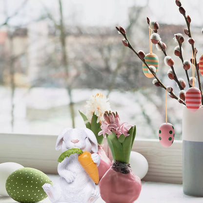 Figurka królik biały zajączek wielkanocny z marchewką wiosenny 10 cm