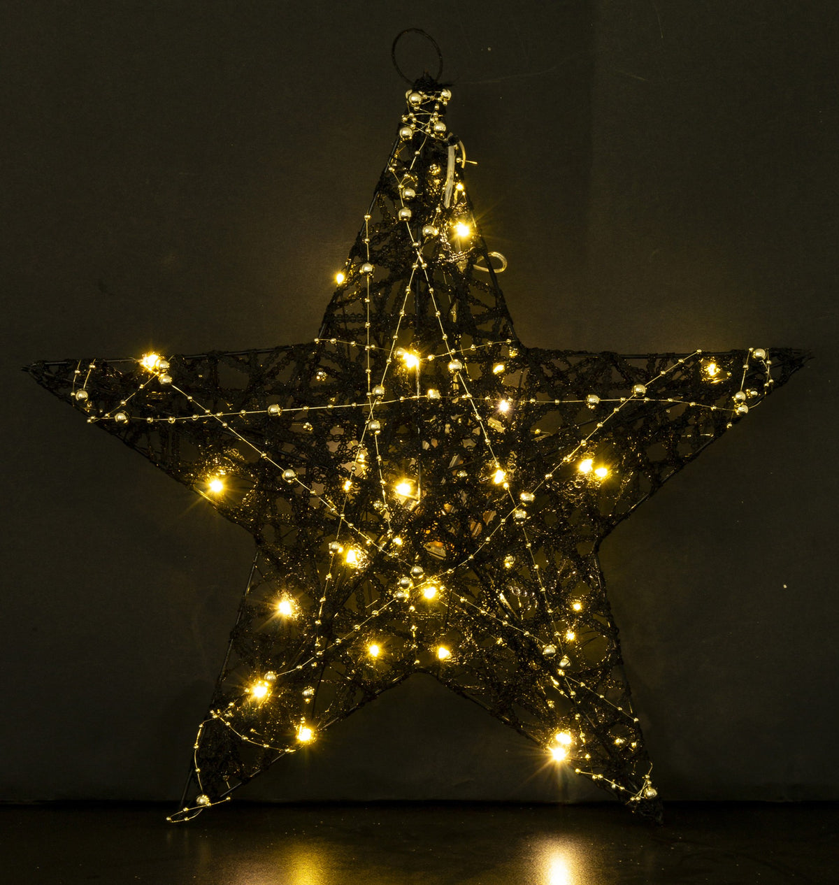 Ozdoba gwiazda LED z tworzywa czarno-złota 40x40x9 cm