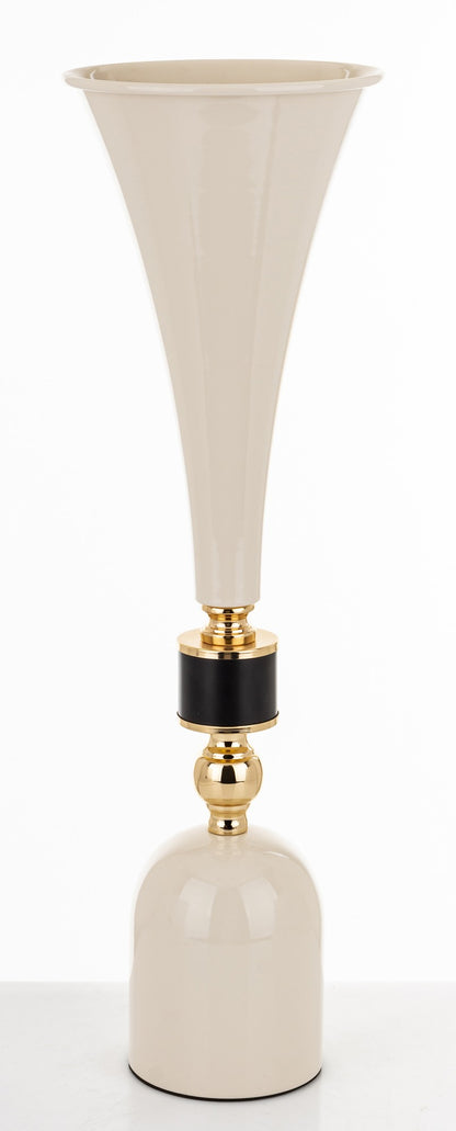 Wazon metalowy biały-czarny-złoty 61x18,5x18,5