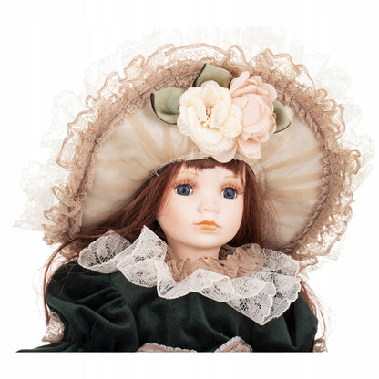 Porcelanowa lalka kolekcjonerska z parasolem 44cm wysoka dekoracyjna