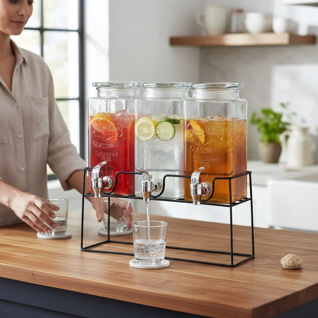 Komplet 3x1,5L dozownik dystrybutor do lemoniady, soku słoik z kranikiem