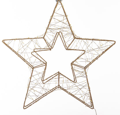 Ozdoba świąteczna LED Gwiazda czarny metal 36x37,5x5 dł. kabla 290 cm