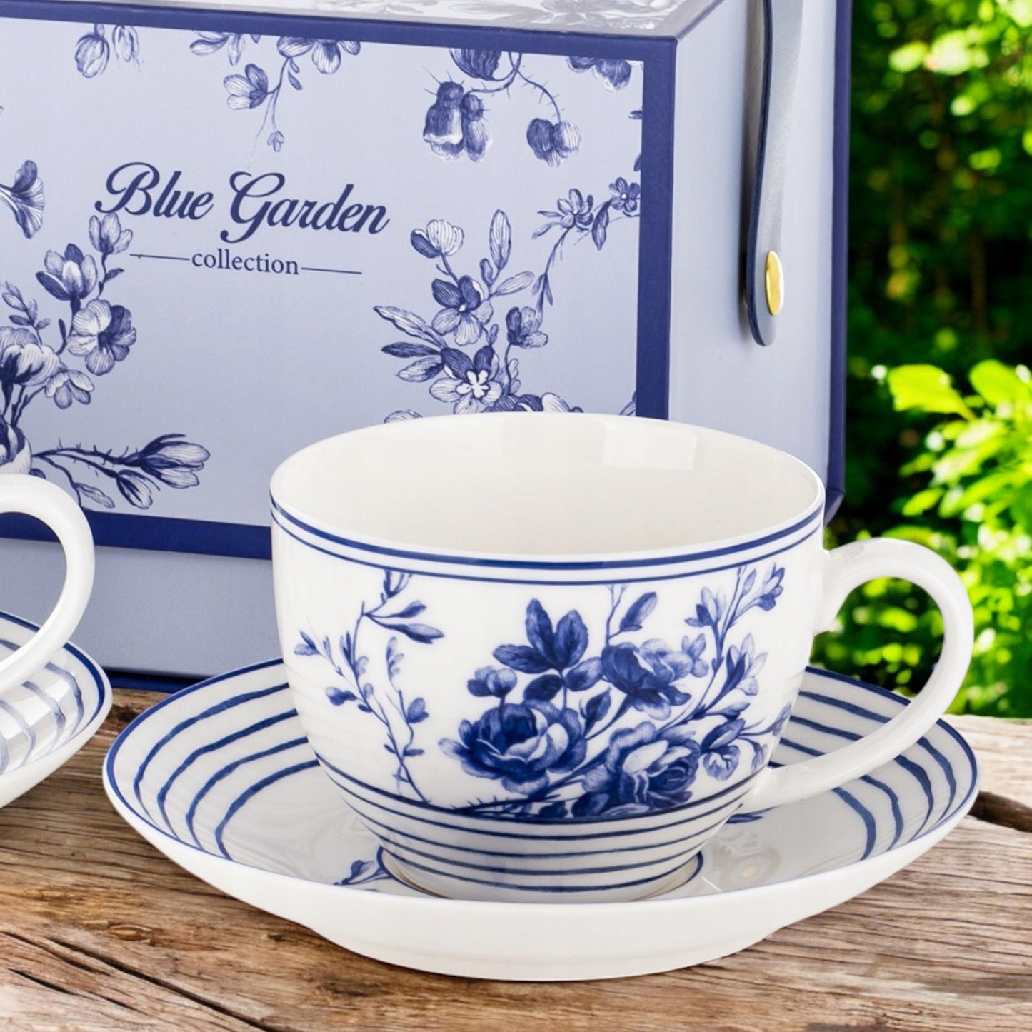 zestaw komplet filiżanek niebieski Filiżanka 2szt w pudełku porcelana