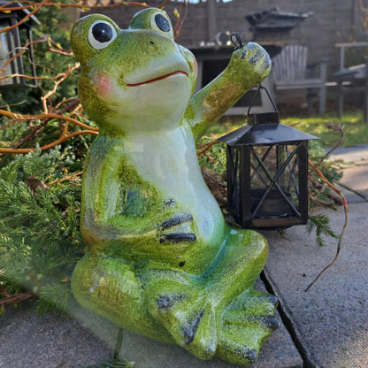 Figurka ogrodowa żaba z lampionem żabka 22 cm dekoracyjna