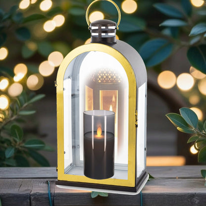 Lampion metalowy 66cm latarnia złoty czarny dekoracja