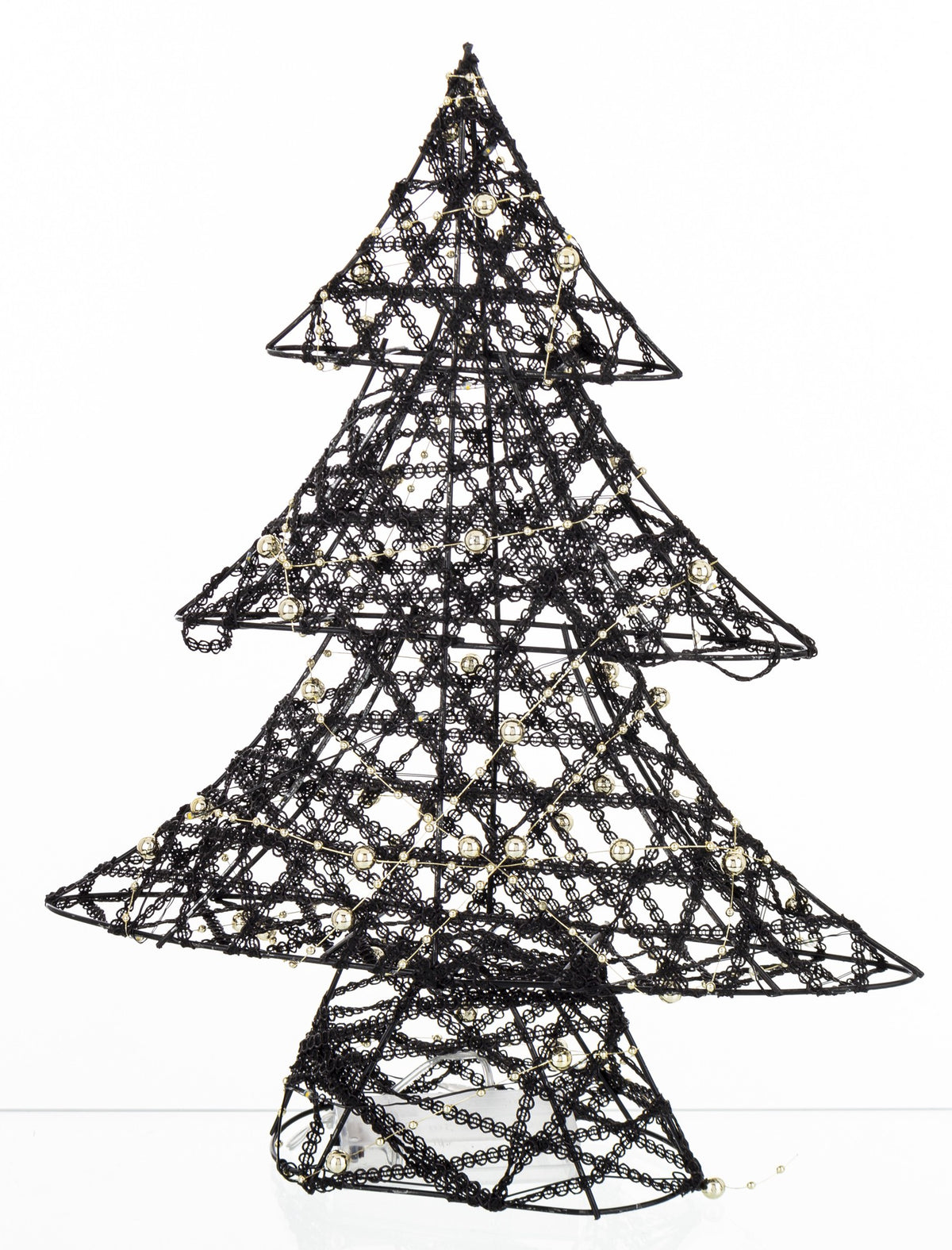 Ozdoba choinka LED z tworzywa czarno-złota 35x27x8 cm