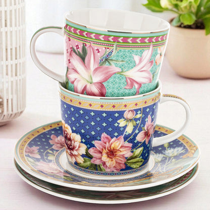Zestaw Filiżanek ze Spodkiem 2 szt. 220 ml komplet porcelanowy kawowy