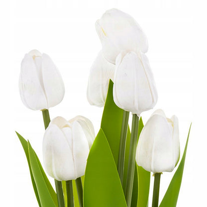 bukiet tulipanów białych 28cm stojący jak żywe silikonowe piankowe tulipan