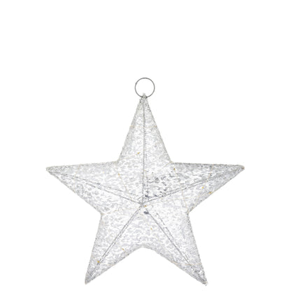 Ozdoba gwiazda LED tekstylna srebrna 31x30x6 cm