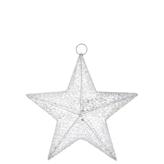 Ozdoba gwiazda LED tekstylna srebrna 31x30x6 cm